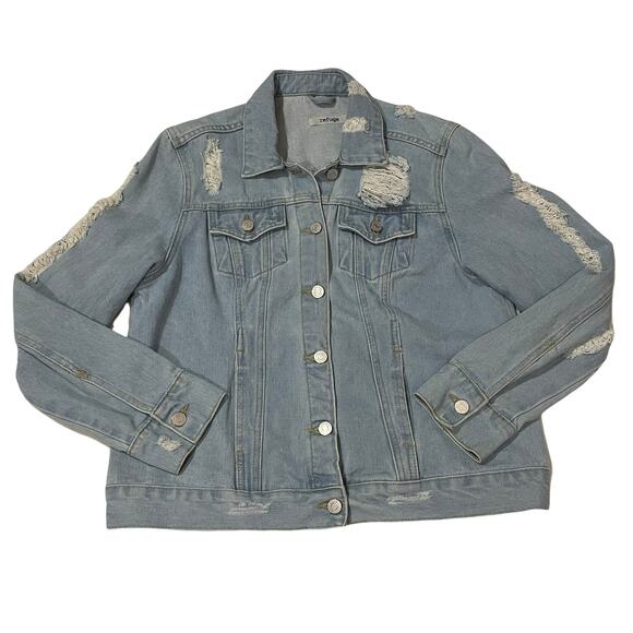 Refuge Distressed Jean Jacket - Light Wash - Large - Picture 1 of 8